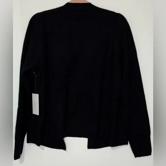 H HALSTON NWT Black 100% Cashmere 2-Ply Open Cardigan - Picture 4 of 5